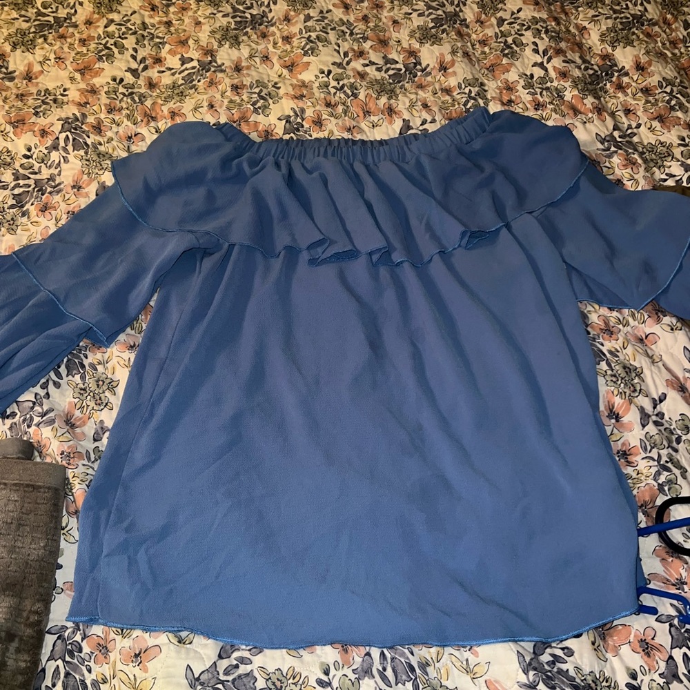 off the shoulder blouse with tiered sleeves
